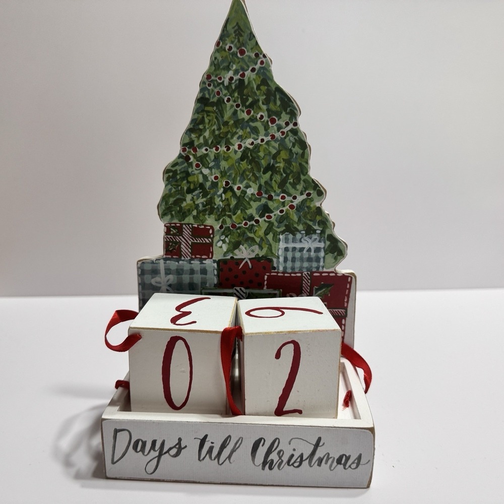 Days til Christmas Wooden Advent Calendar Countdown Primitives by Kathy Tree Red